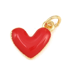 Сердце Латунь эмаль подвески, пищевые чары, золотые, сердце, 12x13x3 мм, Перейти кольцо: 5x1 мм, внутренний диаметр: 3 мм
