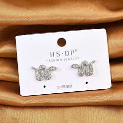 Платина Серьги-гвоздики из латунного микро-паве, с s 925 штырями стерлингового серебра, змея, платина, 10x17 мм