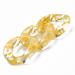 Gold Transparent Acrylic Linking Rings, Quick Link Connectors, for Curb Chains Making, Twist Oval, Gold, 39x29x7.5mm, Inner Diameter: 12x22mm
