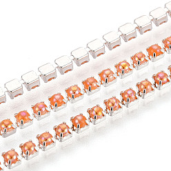 Легкий Лосось Цепочки из железа и АБС-пластика с имитацией жемчуга, цепочки из искусственного жемчуга ABS, с катушкой, платина, светлый померанцевый, 2x2x2 мм, около 30.00 футов (9.14 м) / рулон