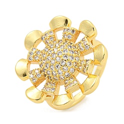 Настоящее золото 16K Открытое манжетное кольцо с прозрачным фианитом для шлема, латунные кольца на палец для женщин, без кадмия и без свинца, реальный 16 k позолоченный, 22 мм