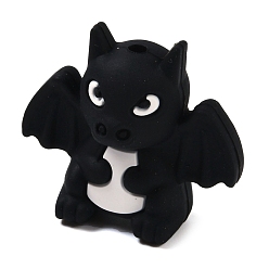 Черный Маленький дракончик, пищевые силиконовые фокусные бусины, изготовление ожерелий diy, чёрные, 26.5x30x16.5 мм, отверстие : 2.5 мм