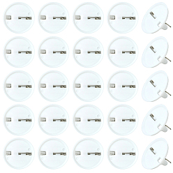 Белый 80 шт. пластиковые основы для броши, пустые настройки кабошона для булавки-лацкана, плоско-круглые, белые, лоток : 18.5 мм, 21.5x6 мм