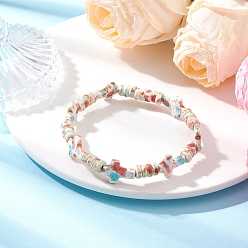 Белый Браслеты из синтетических бирюзовых бусин, окрашенных в масляную краску для выпечки, для мужчин и женщин, крестик, с эмалью, белые, внутренний диаметр: 2-1/4 дюйм (5.8 см)