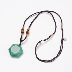 Зеленый Авантюрин Естественный зеленый авантюрин кулон ожерелье, с нейлоновым шнуром, 10.6 дюйм ~ 13.7 дюйм (27 см ~ 35 см)