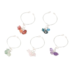 Серебро Женские манжеты-кольца из плетеных бусин с натуральными драгоценными камнями, серебряные, 6.5 мм, внутренний диаметр: регулируемый