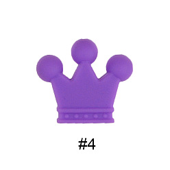 Blue Violet Food Grade Eco-Friendly Silicone Focal Beads, Crown, Blue Violet, 30.5mm