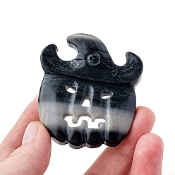 Природный Драгоценный Камень Тема хэллоуина натуральный камень тайцзи тыква лицо украшение украшение, для украшения рабочего стола домашнего офиса, 55x45 мм