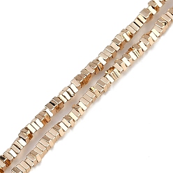 с Золотистым Покрытием Гальванические нити из синтетических немагнитных гематитовых бусин, квадратный, с золотым покрытием, 2x2x1 мм, отверстие : 1 мм, около 189 шт / нитка, 16.54'' (42 см)