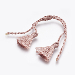 Lavendel erröten Twisted Polyester Armbänder machen, mit Quaste und Messingfunden, Lavendel erröten, 11 Zoll ~ 12-5/8 Zoll (28~32 cm), 2 mm, Bohrung: 2 mm