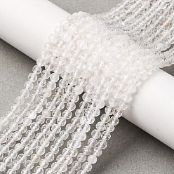 Хрусталь Природных кристаллов кварца бисер нитей, граненые, круглые бусины из горного хрусталя, 4 мм, отверстие : 0.7 мм, около 91~93 шт / нитка, 15.35~15.51 дюйм (39~39.4 см)