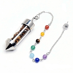 Тигровый глаз Натуральный тигровый глаз, остроконечный маятник для биолокации, принадлежности для гадания, платина, 210 мм