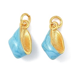 Настоящее золото 24K Латунь эмаль подвески, подвески в форме ракушек, долговечный, без свинца и без кадмия, с целью перехода в кольце, реальный 24 k позолоченный, 12.5x7x6 мм, отверстие : 2 мм