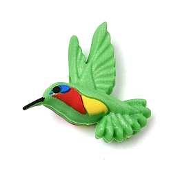 Verde Lima Cuentas de silicona, cuentas focales, colibrí, con polvo del brillo, verde lima, 28x31.5x12 mm, agujero: 3 mm