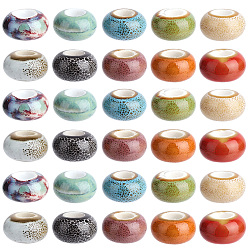 (52) Непрозрачная лаванда 40шт 10 цвета фарфоровые бусины ручной работы, фантазии античного стекла фарфора, бусины с большим отверстием, рондель, разноцветные, 15x8 мм, отверстие : 6 мм, 4 шт / цвет