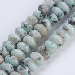 Джаспер Кунжут Натуральный кунжут яшма / киви нитки бусины яшмы, рондель, 8x5~5.5 мм, отверстие : 0.8 мм, около 70~74 шт / нитка, 14.8 дюйм ~ 15.3 дюйм (37.5~39 см)