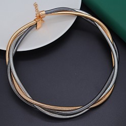 (52) Непрозрачная лаванда Сплав обернуть круглая змея цепь 3-strand чокер ожерелья для женщин мужчин, разноцветные, 18.11 дюйм (46 см)