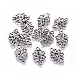 Черный Цвет Металла Соединительные элементы в тибетском стиле, цинковых сплавов, цветок, металлический черный , не содержит кадмия, никеля и свинца, 18x13x1 мм, отверстие : 2 мм