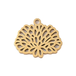 November Chrysanthemum 304 подвески из нержавеющей стали, лазерная резка, полый оберег в форме цветка рождения, реальный 18 k позолоченный, ноябрьская хризантема, 11.5x13.5x1 мм, отверстие : 1.2 мм