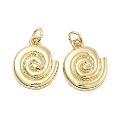 Настоящее золото 18K Латунные подвески, без кадмия и без свинца, раковины прелести, с целью перехода в кольце, реальный 18 k позолоченный, 17x13.5x2.5 мм, отверстие : 3 мм