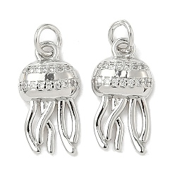 Платина Латунные микро проложить кубического циркония подвески, медуза, стойки покрытие, долговечный, без кадмия и без свинца, с целью перехода в кольце, платина, 18x9x3 мм, отверстие : 3.5 мм