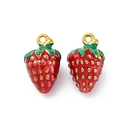 Красный 304 нержавеющей стальной эмали подвески, ионное покрытие (ip), реальный 18 k позолоченный, клубника, красные, 16x10x10 мм, отверстие : 1.4 мм