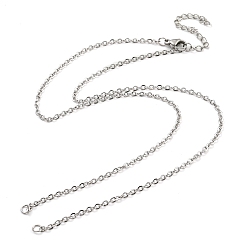 Stainless Steel Color 304 Stainless Steel Cable Chains Necklace Makings, with Lobster Claw Clasps and End Chains, Stainless Steel Color, 18-1/4 inch(46.5cm), Hole: 2.7mm