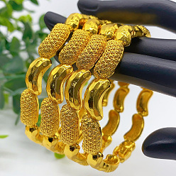 Настоящее золото 24K 4шт. браслеты из латунного сплава для женщин, реальный 24 k позолоченный, внутренний диаметр: 2-3/8 дюйм (6 см)