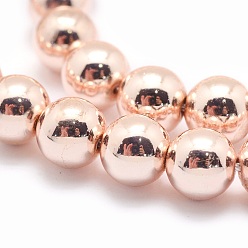 Rose Gold Plated Electroplate Non-magnetic Synthetic Hematite Beads Strands, Grade AAA, Long-Lasting Plated, Round, Light Rose Gold Plated, 2mm, Hole: 1mm, about 185pcs/strand, 15.7 inch(40cm)