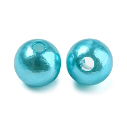 Aquamarine Imitation Pearl Acrylic Beads, Dyed, Round, Aquamarine, 10x9.5mm, Hole: 2.5mm, about 1070pcs/pound