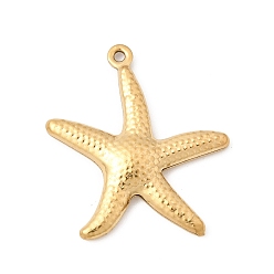 Морская звезда Подвески из нержавеющей стали 304, реальный 18 k позолоченный, ионное покрытие (ip), долговечный, очарование морской звезды, 22.5x20x2 мм, отверстие : 1 мм