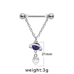 Синий 316l хирургическая нержавеющая сталь кубический цирконий планета соски ногти кольца, цвет нержавеющей стали, синие, 16 мм