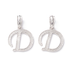 Letter D Подвески с буквами из экологически чистой латуни, настоящее платиновое долговечное покрытие, без кадмия и без свинца, letter.d, 16.5x16x1.4 мм, отверстие : 6.5x3.3 мм