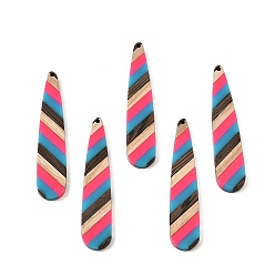 Светло-Вишневый Большие подвески из непрозрачной смолы и орехового дерева, слезинки, светло-вишневый, 53.5x11x3 мм, отверстие : 1.2 мм