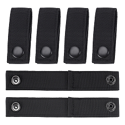 Black 6Pcs Polyester Tactical Webbing Press Stud Straps, Black, 72x26x18mm
