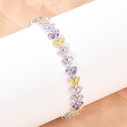 Разноцветный Теннисные браслеты из платиновой латуни с микропаве из кубических цирконий, цветок, браслеты для женщин, с группы часы застежками, долговечный, красочный, 8-3/8x3/8 дюйм (21.2x0.9 см)