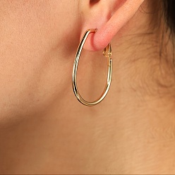 Настоящее золото 18K Элегантные геометрические овальные серьги-кольца из нержавеющей стали, реальный 201 k позолоченный, 18 мм