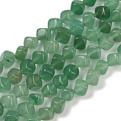 Зеленый Авантюрин Естественный зеленый авантюрин бисер нитей, кубические, 7.5~8.5x6.5~8.5x5.5~6.5 мм, отверстие : 0.7 мм, около 52~56 шт / нитка, 15.16~15.87'' (38.5~40.3 см)