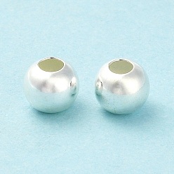 Серебро 925 шарики стерлингового серебра, круглые, серебряные, 6x5 мм, отверстие : 2.2 мм
