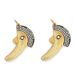 Настоящее золото 18K Латунные подвески с микропаве из прозрачных кубических цирконий в виде птиц, без кадмия и без свинца, долговечный, стойки покрытие, реальный 18 k позолоченный, 30.5x22x3.5 мм, отверстие : 3.5 мм