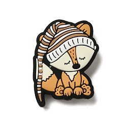 Лиса Силиконовые бусины в виде животных из мультфильмов, оранжевые, лиса, 30x24x8.5 мм, отверстие : 2 мм