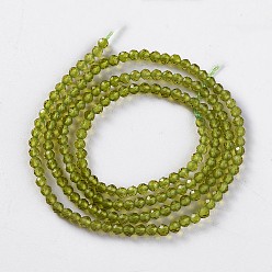 Yellow Green Glass Beads Strands, Faceted, Round, Yellow Green, 2x2mm, Hole: 0.4mm, about 193~197pcs/strand, 14.17 inch~15.51 inch(36~39.4cm)