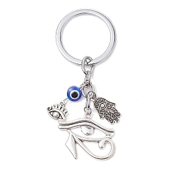 Hamsa Hand Брелки из смолы и сплава в тибетском стиле, с кольцами для ключей из сплава, хамса рука, 9 см, рука: 33x23 мм