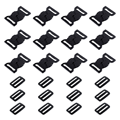 Black DIY Backpack Accessories Sets Kits, with Plastic Buckle Clasps & Adjustable Quick Side Release Buckles, Black, 39x54x5mm, Hole: 4.5mm, 60pcs/set