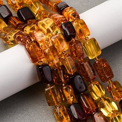 Янтарный Нити бусин из натурального янтаря градиентного цвета, прямоугольные, с бисером, 9~12x7.5~9.5x7~9 мм, отверстие : 0.6 мм, около 28 шт / нитка, 15'' (38.1 см)