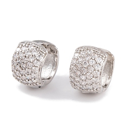 Платина Серьги из латуни с фианитом, без кадмия и без свинца, долговечный, массивная форма cz, серьги обруча, платина, 11x9 мм