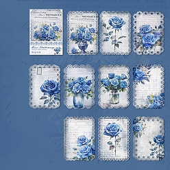 Royal Blue 10 Sheets Rose Flower Scrapbook Paper Pads, for DIY Album Scrapbook, Background Paper, Diary Decoration, Royal Blue, 140x100mm