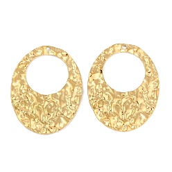 Настоящее золото 18K Ионное покрытие (ip) 304 подвески из нержавеющей стали, фактурный овальный шарм, реальный 18 k позолоченный, 44x34x2.1 мм, отверстие : 1.8 мм