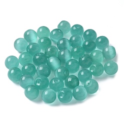 Бирюза Бусины Кошачие Глаза, круглые, за половину пробурено бисера, бирюзовые, 8 мм, отверстие : 1 мм