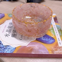 Розовый Кварц Чаша для размагничивания смолы, с натуральным розовым кварцем внутри лотка для ювелирных изделий, 100x45 мм